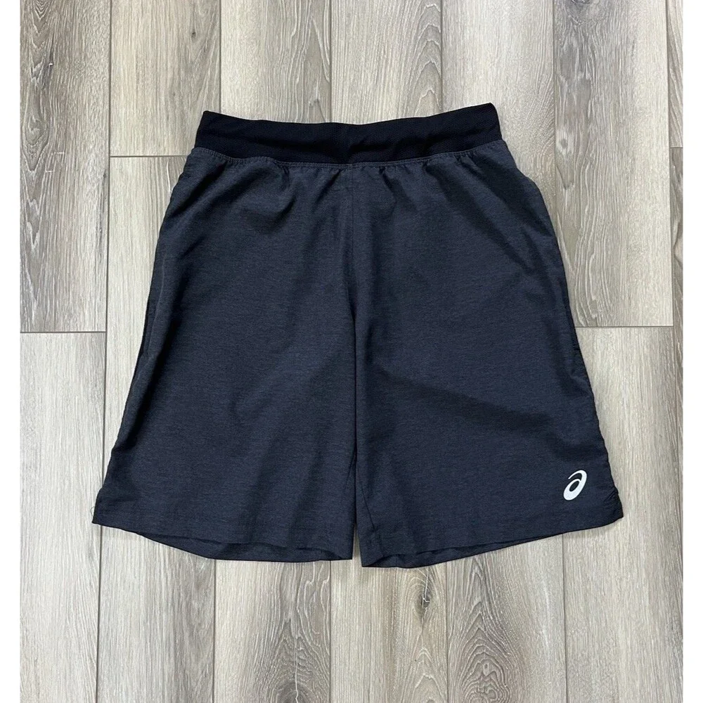 ASICS Gray Mixer Athletic Workout Shorts Mens Sz Small Pockets Lightweight